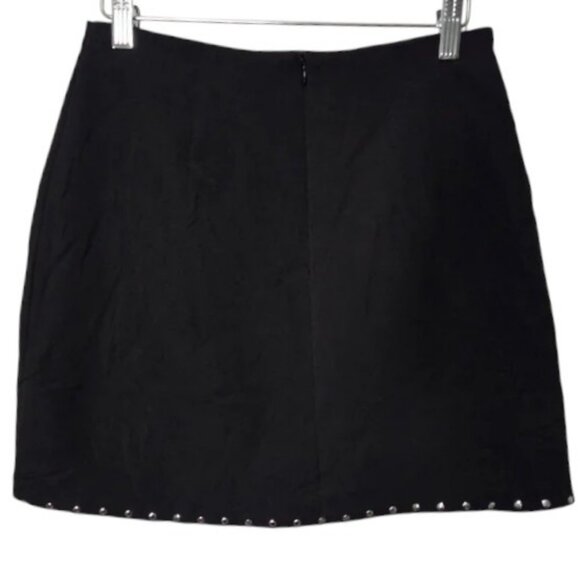 Zara black asymmetrical studded hem mini skirt size S - Picture 3 of 6